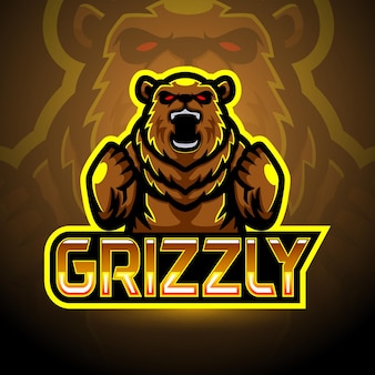 Grizzly esport logo mascot design