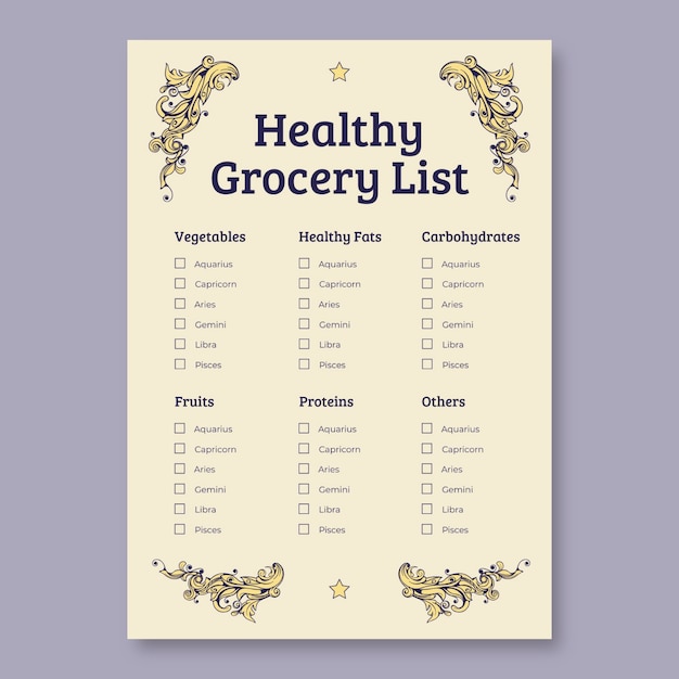 Grocery list template