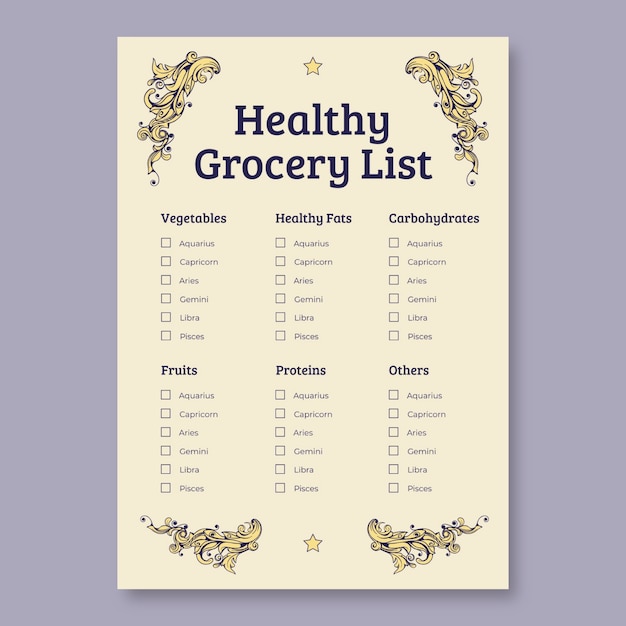 Free vector grocery list template