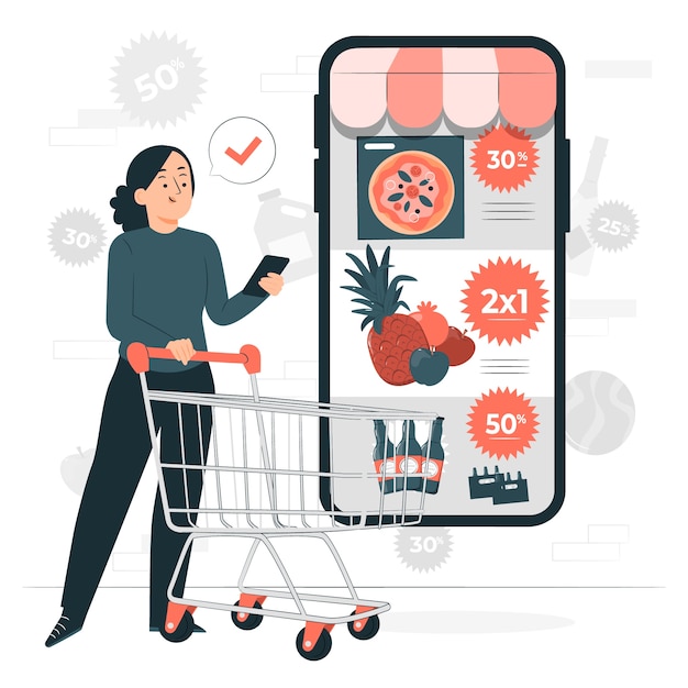 Free vector grocery promotion concept illustration