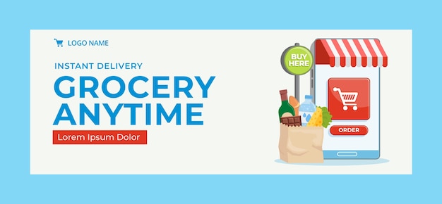 Free vector grocery store   facebook cover template