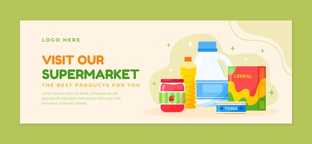 Free vector grocery store   facebook cover template