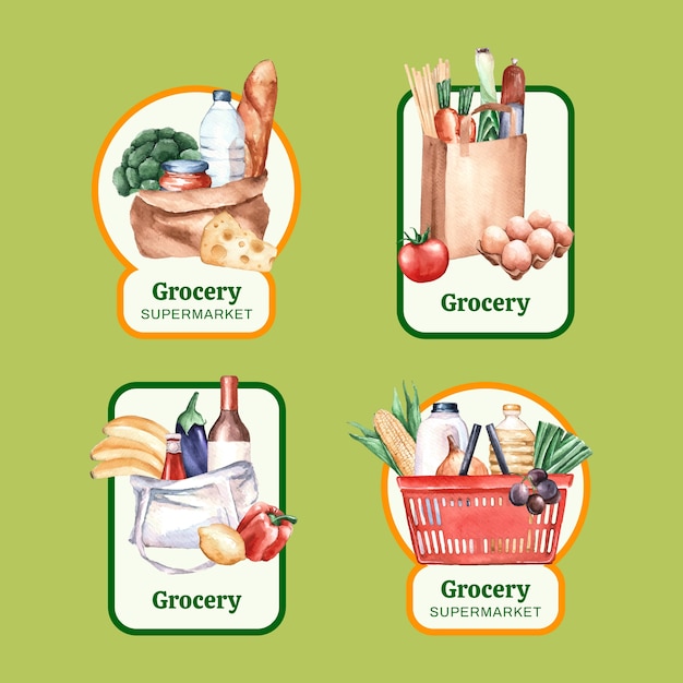 Free vector grocery store labels  template