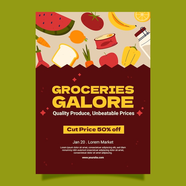 Free vector grocery store  poster template