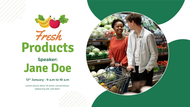 Free vector grocery store webinar template