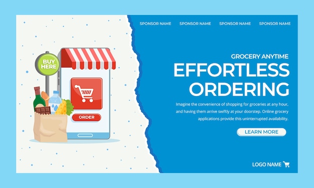 Free vector grocery store webinar template