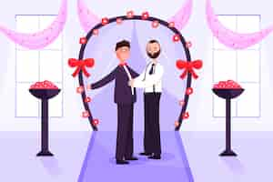 Free vector grooms getting married illustration