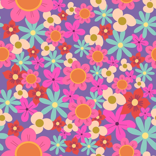 Free vector groovy floral pattern