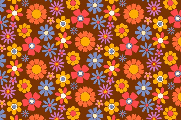 Free vector groovy flower pattern design