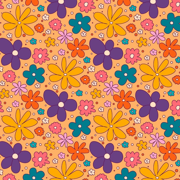 Free vector groovy flower pattern design