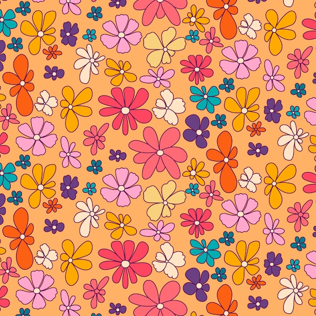 Free vector groovy flower pattern design