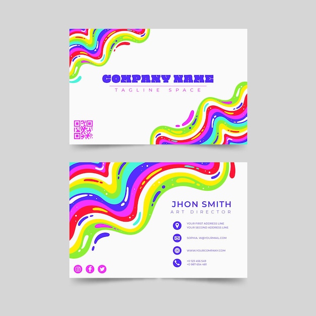 Free vector groovy hand drawn  business cards template