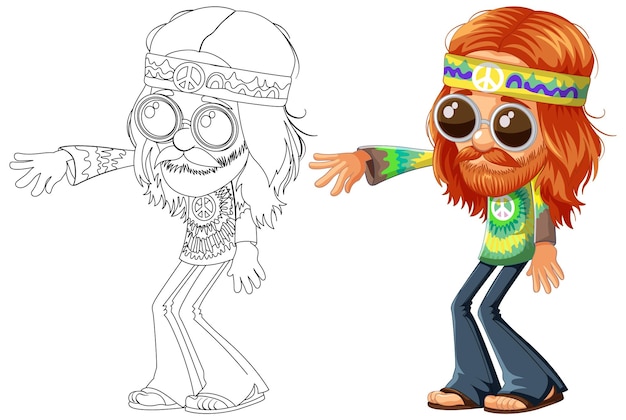 Free vector groovy hippie cartoon characters