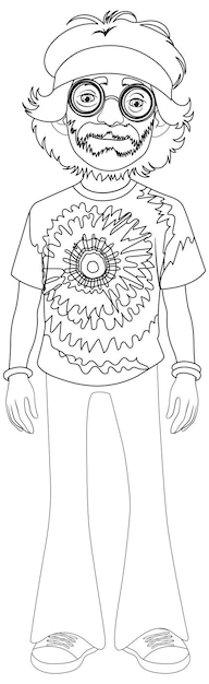 Free vector groovy hippie character illustration