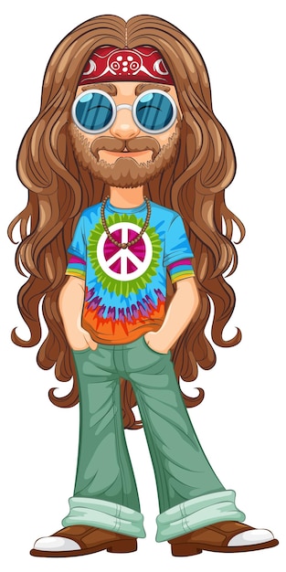 Free vector groovy hippie character illustration