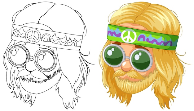 Groovy hippie character illustration