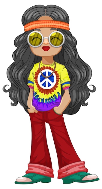 Free vector groovy hippie fashion vector illustration