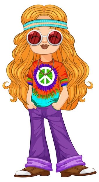 Векторная иллюстрация Groovy Hippie Girl