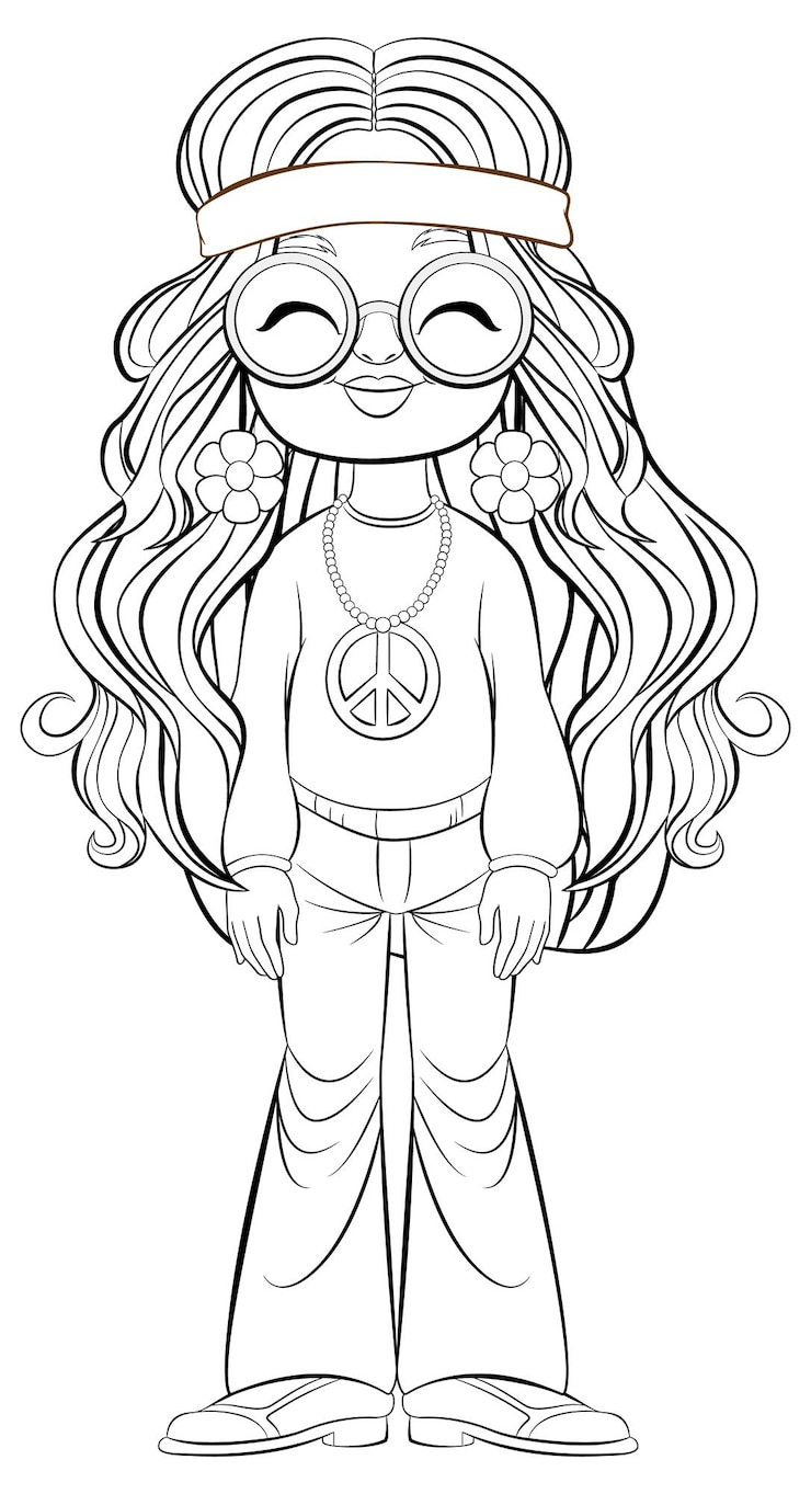 Free Vector groovy hippie girl vector illustration