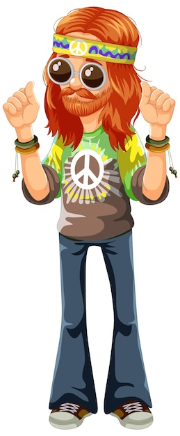 Free vector groovy hippie man vector illustration