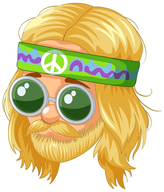 Vettore gratuito hippie groovy con occhiali da sole di pace