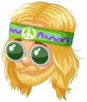 Free vector groovy hippie with peace sunglasses