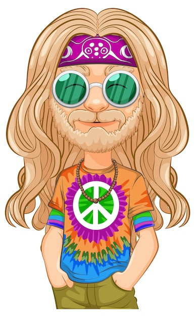Free vector groovy hippie with peaceful vibes