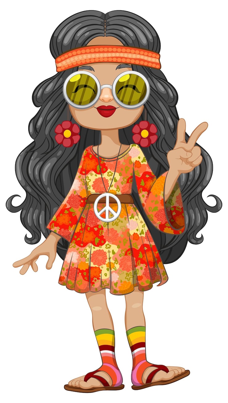मुफ़्त वेक्टर groovy peaceloving hippie girl