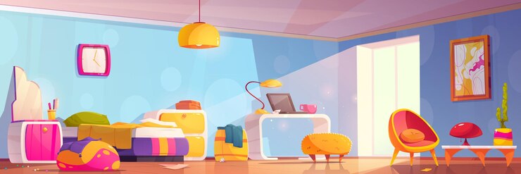 Бесплатный Вектор заводной векторный дизайн интерьера комнаты