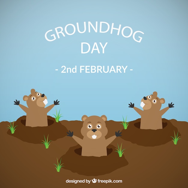 Free vector groundhog day funny illustration