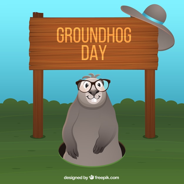 Free vector groundhog with glasses illustration