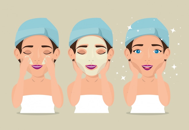 Group of beautiful women in facial treatment