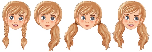 Free vector group of blonde women with smiling faces