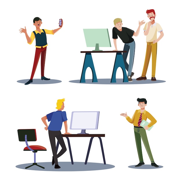 Free vector group of business people concept