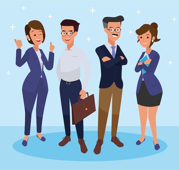 Group of business people isolated. Different people with different styles. Simple flat cartoon style.