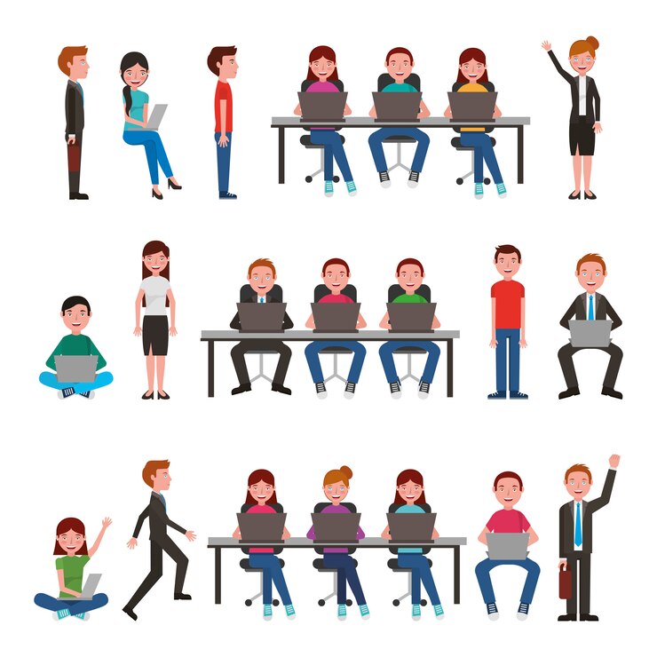 Free Vector group of business young people