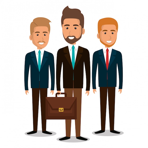 Group of businessmen teamwork with portfolio illustration