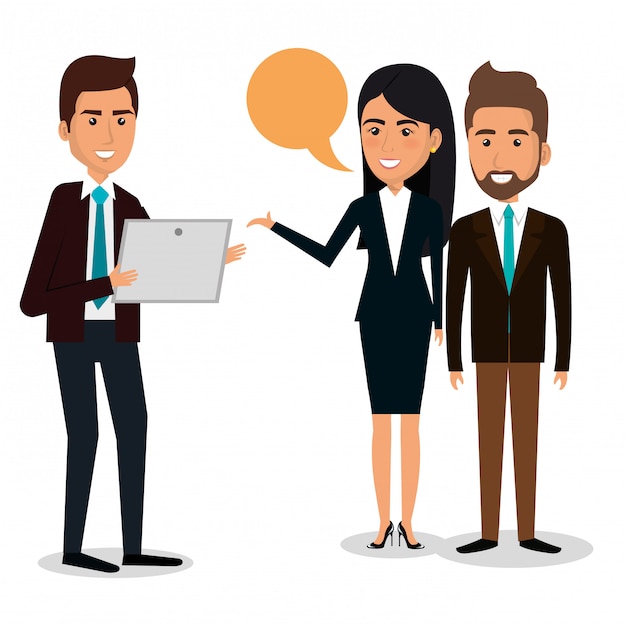 group of businesspeople with speech bubble teamwork illustration