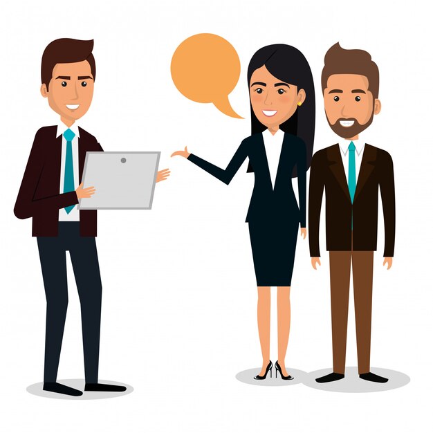 group of businesspeople with speech bubble teamwork illustration