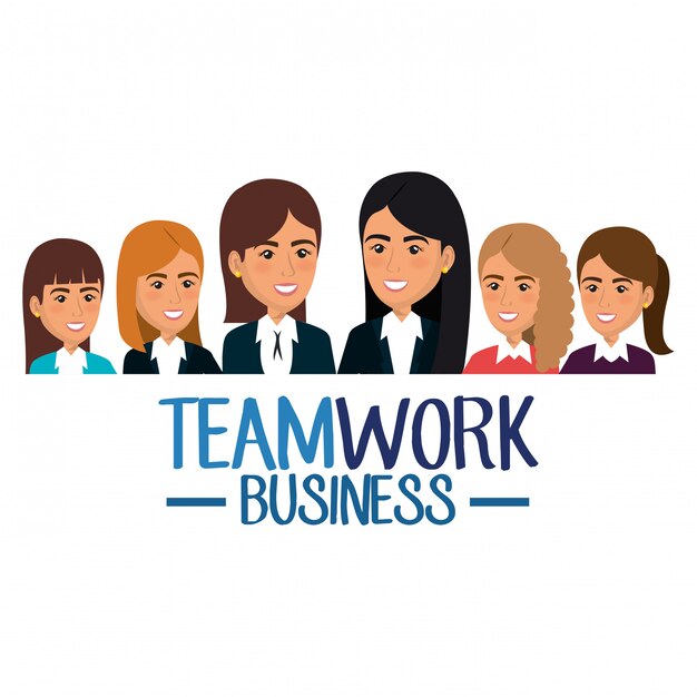 group of businesswomen teamwork illustration