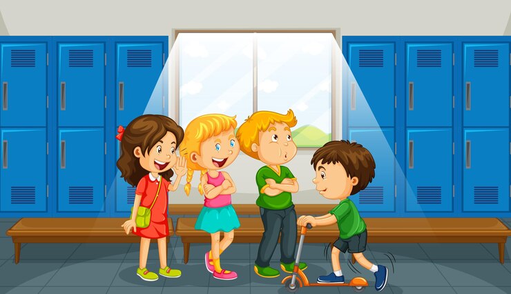 Free Vector group of children at changing room