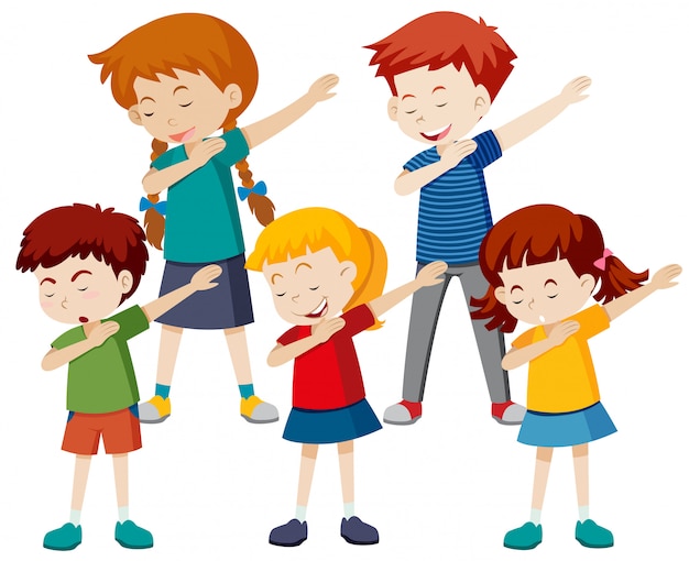 Free vector a group of children dab