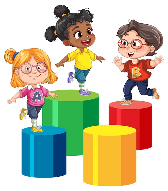 Free vector group of children playing isolated