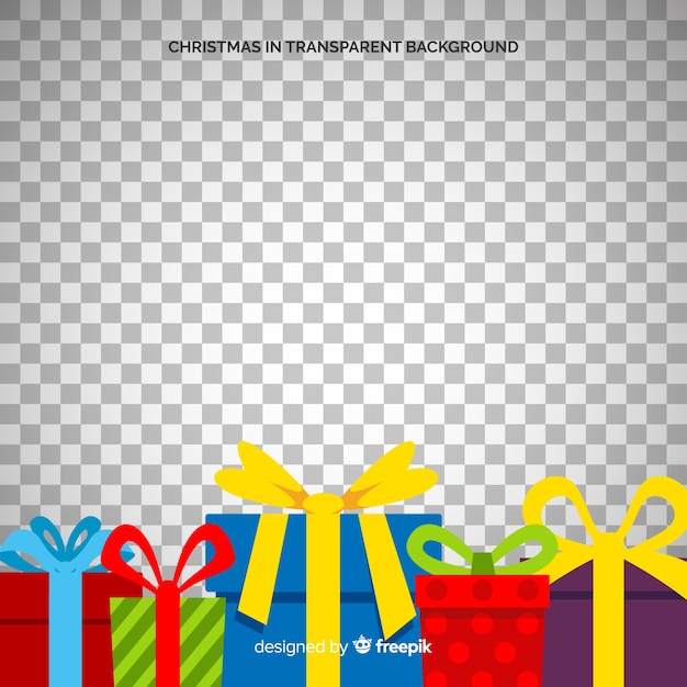 Group of christmas presents transparent background