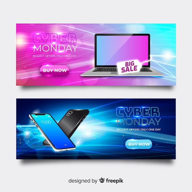 Free vector group of ciber monday realistic banners