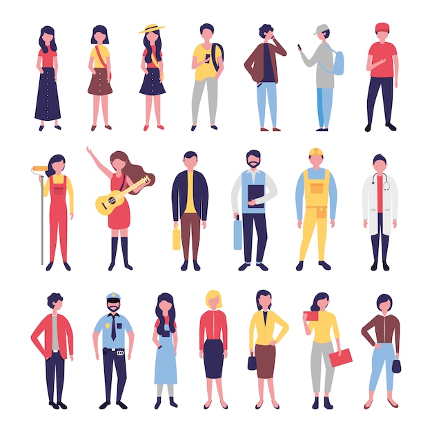 Free vector group of community people bundle characters