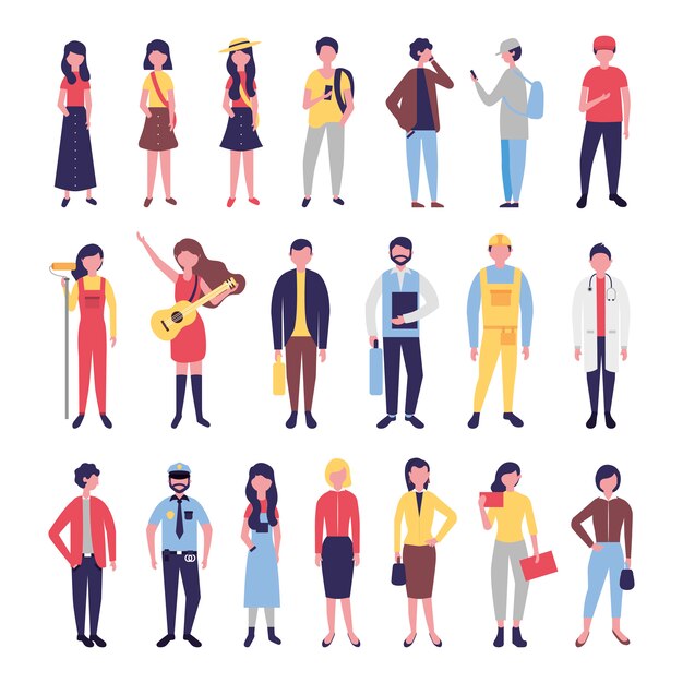 Group of community people bundle characters