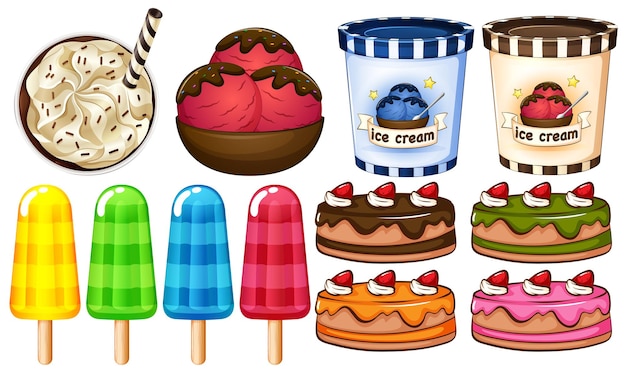 Free vector a group of desserts