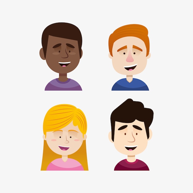 Group of different people avatars