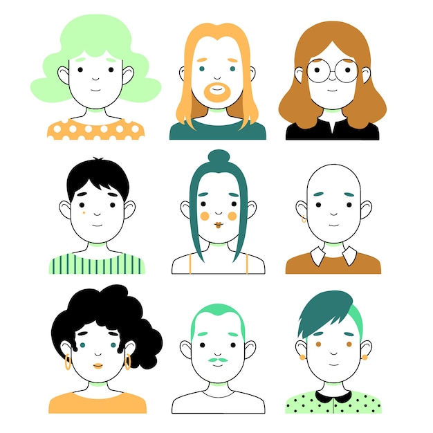 Free vector group of different people and faces